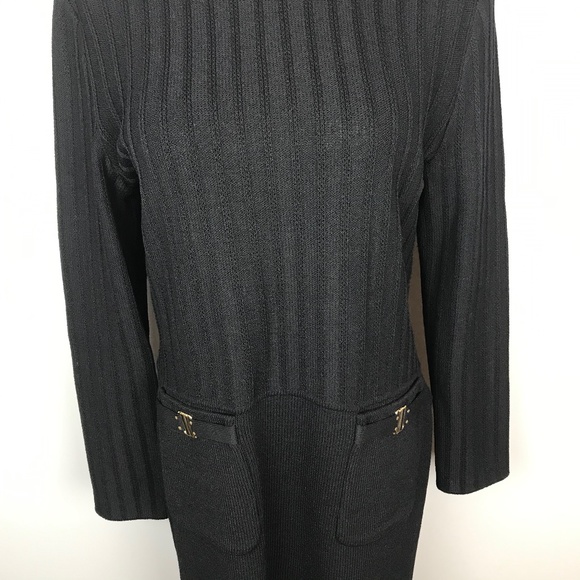 St John Collection Long Sleeve Black Sweater Dress - Picture 4 of 7